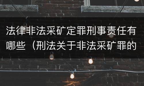 法律非法采矿定罪刑事责任有哪些（刑法关于非法采矿罪的规定）