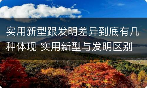 实用新型跟发明差异到底有几种体现 实用新型与发明区别