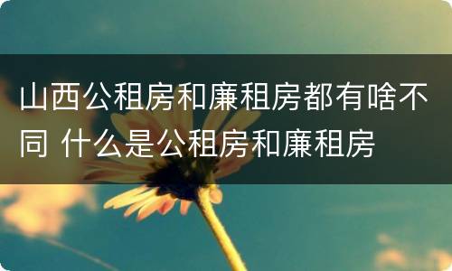 山西公租房和廉租房都有啥不同 什么是公租房和廉租房