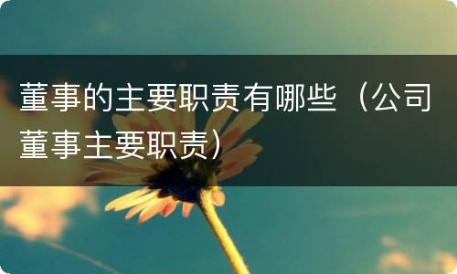 董事的主要职责有哪些（公司董事主要职责）