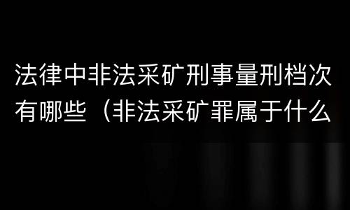 法律中非法采矿刑事量刑档次有哪些（非法采矿罪属于什么大类）