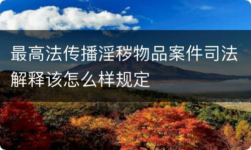 最高法传播淫秽物品案件司法解释该怎么样规定