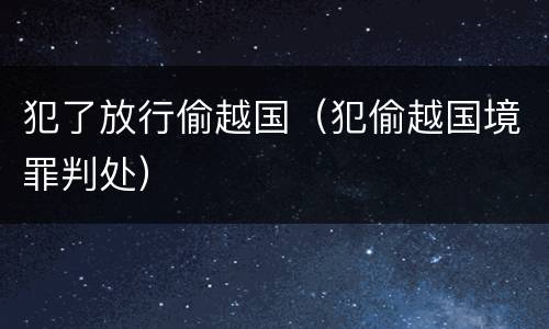 犯了放行偷越国（犯偷越国境罪判处）