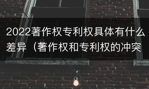2022著作权专利权具体有什么差异（著作权和专利权的冲突）