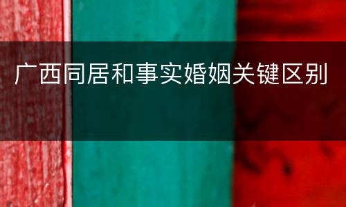 广西同居和事实婚姻关键区别