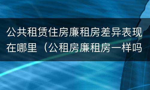 公共租赁住房廉租房差异表现在哪里（公租房廉租房一样吗）