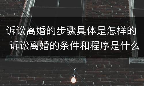 诉讼离婚的步骤具体是怎样的 诉讼离婚的条件和程序是什么?