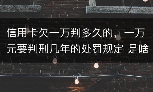 信用卡欠一万判多久的，一万元要判刑几年的处罚规定 是啥