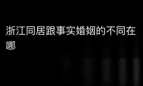 浙江同居跟事实婚姻的不同在哪