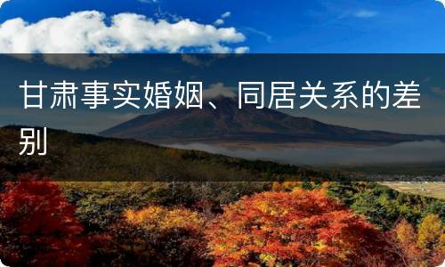 甘肃事实婚姻、同居关系的差别