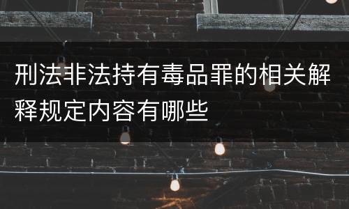 刑法非法持有毒品罪的相关解释规定内容有哪些