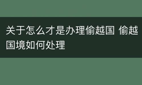 关于怎么才是办理偷越国 偷越国境如何处理