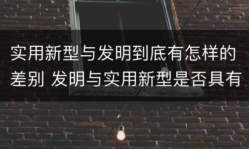 实用新型与发明到底有怎样的差别 发明与实用新型是否具有实用性