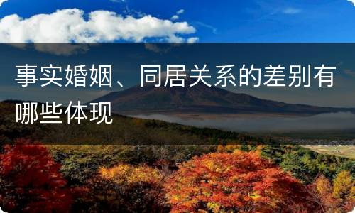 事实婚姻、同居关系的差别有哪些体现