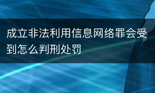 成立非法利用信息网络罪会受到怎么判刑处罚