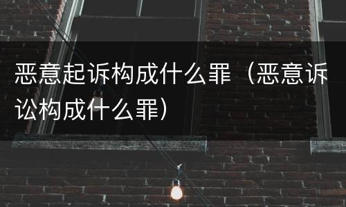 恶意起诉构成什么罪（恶意诉讼构成什么罪）