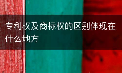 专利权及商标权的区别体现在什么地方
