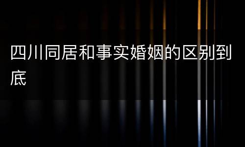 四川同居和事实婚姻的区别到底