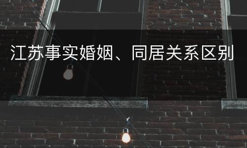 江苏事实婚姻、同居关系区别
