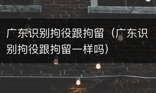 广东识别拘役跟拘留（广东识别拘役跟拘留一样吗）
