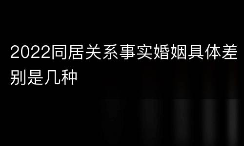 2022同居关系事实婚姻具体差别是几种