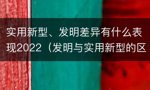 实用新型、发明差异有什么表现2022（发明与实用新型的区别有哪些）