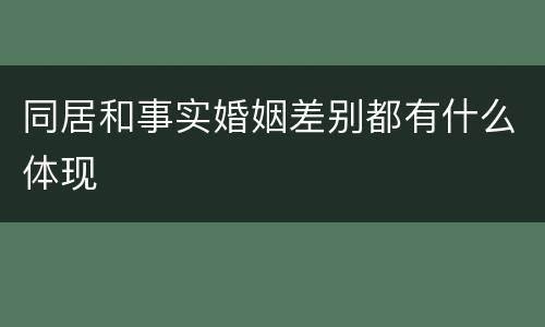 同居和事实婚姻差别都有什么体现