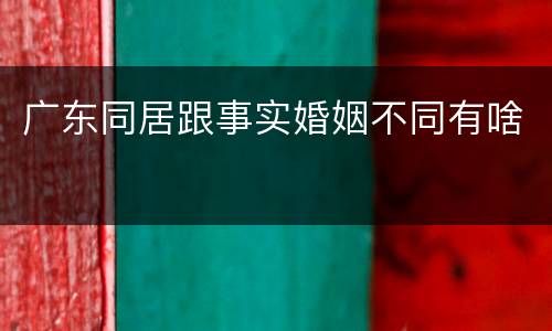 广东同居跟事实婚姻不同有啥