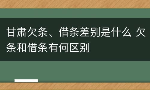 甘肃欠条、借条差别是什么 欠条和借条有何区别