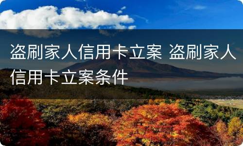 盗刷家人信用卡立案 盗刷家人信用卡立案条件
