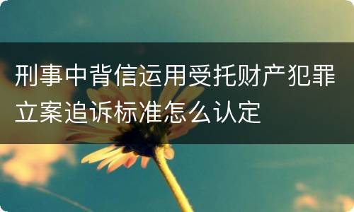 刑事中背信运用受托财产犯罪立案追诉标准怎么认定