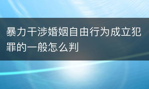 暴力干涉婚姻自由行为成立犯罪的一般怎么判