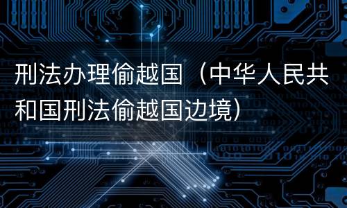 刑法办理偷越国（中华人民共和国刑法偷越国边境）