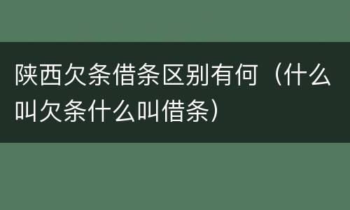 陕西欠条借条区别有何（什么叫欠条什么叫借条）