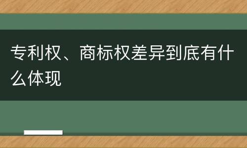 专利权、商标权差异到底有什么体现