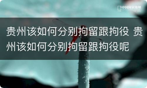 贵州该如何分别拘留跟拘役 贵州该如何分别拘留跟拘役呢