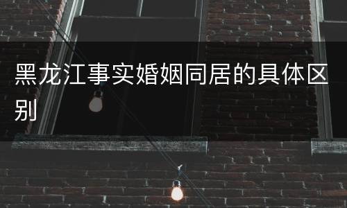黑龙江事实婚姻同居的具体区别