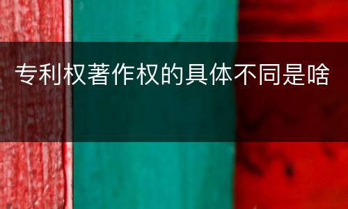专利权著作权的具体不同是啥