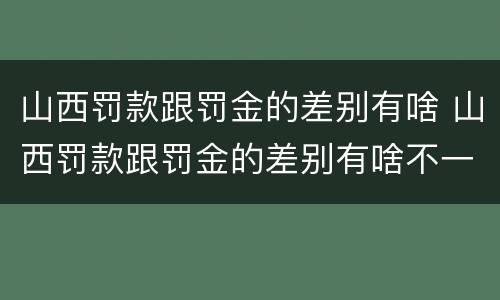 山西罚款跟罚金的差别有啥 山西罚款跟罚金的差别有啥不一样