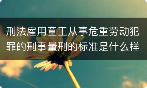 刑法雇用童工从事危重劳动犯罪的刑事量刑的标准是什么样的