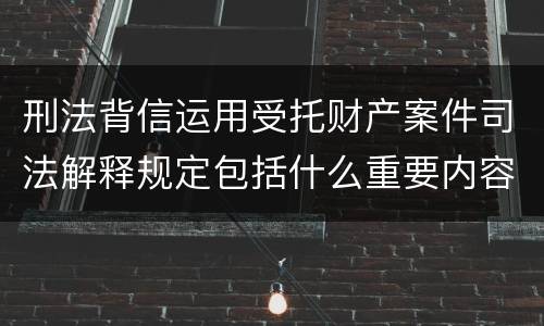 刑法背信运用受托财产案件司法解释规定包括什么重要内容