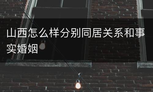 山西怎么样分别同居关系和事实婚姻
