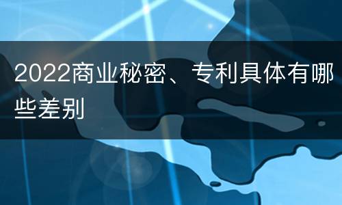 2022商业秘密、专利具体有哪些差别