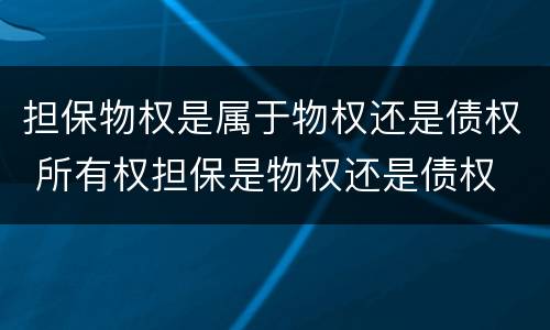 担保物权是属于物权还是债权 所有权担保是物权还是债权