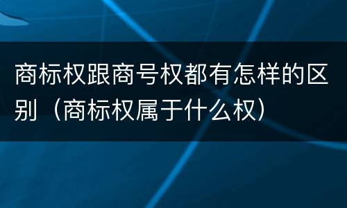 商标权跟商号权都有怎样的区别（商标权属于什么权）