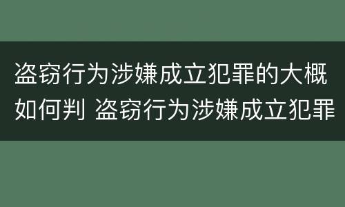盗窃行为涉嫌成立犯罪的大概如何判 盗窃行为涉嫌成立犯罪的大概如何判决