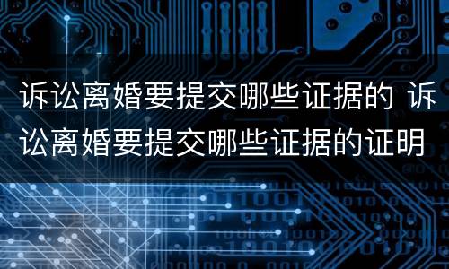 诉讼离婚要提交哪些证据的 诉讼离婚要提交哪些证据的证明