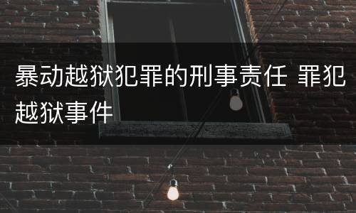 暴动越狱犯罪的刑事责任 罪犯越狱事件