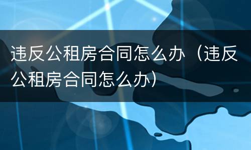 违反公租房合同怎么办（违反公租房合同怎么办）
