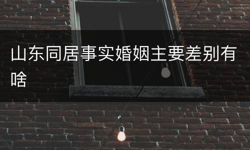 山东同居事实婚姻主要差别有啥